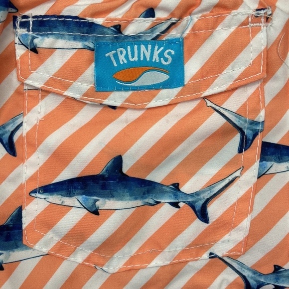 Trunks Surf & Swim Boys Shark Striped Print Swim Trunk Shorts Size XL - Picture 9 of 16